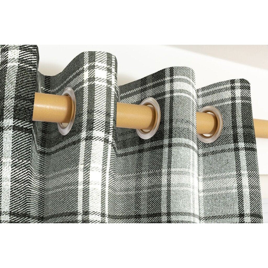 Angus Charcoal Grey Tartan Curtains