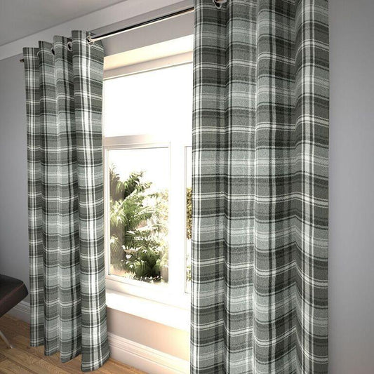 Angus Charcoal Grey Tartan Curtains